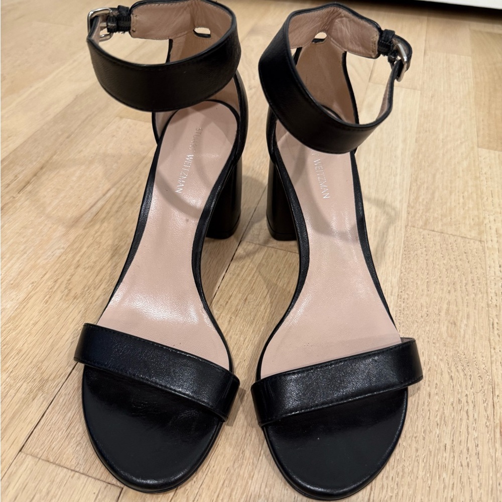 Stuart Weitzman Black Ankle Strap Heels